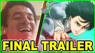 INSANE My Attack on Titan PART 4 TRAILER REACTION amp Quick thoughts [upl. by Terti]