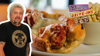 Guy Fieri Eats a Gigantic Meatball Sub in Alaska  Diners DriveIns and Dives  Food Network [upl. by Wenonah]