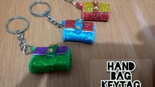 MINI HANDBAG KEYCHAIN CRAFTGLITTER FOAM SHEET EASY KEYCHAIN CRAFTDIY IDEAS [upl. by Zeuqirdor1]