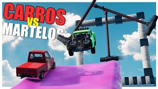 Carros Vs Martelos Gigantes no Multiplayer do BeamNG Drive com Mods Online [upl. by Nadean]