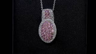 Pink Sapphire amp Zircon Cluster Pendant Necklace in Rhodium over Sterling Silver 135ctw [upl. by Sillig]