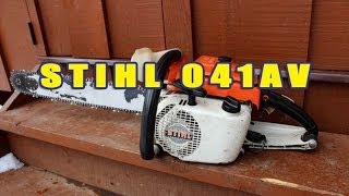 Stihl 041AV Chainsaw Start Up [upl. by Ttelracs965]