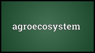 Agroecosystem Meaning [upl. by Naira]