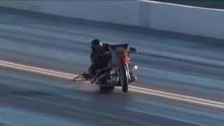 UNBELIEVALBE SAVE in Top Fuel Harley in Las Vegas NHRA [upl. by Eelrac]