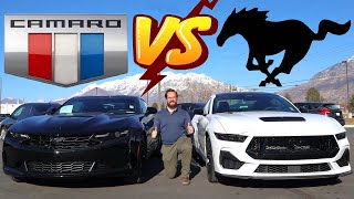 2024 Chevy Camaro V8 vs 2024 Ford Mustang V8 Which Muscle Car Is Best [upl. by Airdnazxela]