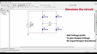 Full Bridge Rectifier  Full wave Rectifier  Multisim  Simulate Electronics [upl. by Rochkind]