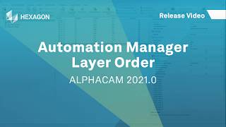 Automation Manager  Layer Order  ALPHACAM 2021 [upl. by Schuh]