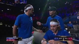 Rafael Nadal coaches Roger Federer  Laver Cup 2019  Day 3 [upl. by Eek]