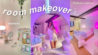 EXTREME ROOM MAKEOVER  TOUR aestheticpinterest inspired [upl. by Ocisnarf]