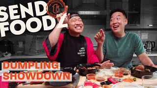 Tim and David Do All You Can Eat Dumplings Showdown  Send Foodz [upl. by Qifar394]