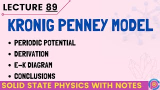 Unit 1 Kronig Penny Model  Periodic Potential l Origin of Energy Bands B Tech  BSc  MSc [upl. by Ojela747]