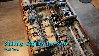 Part Two of the Sinking city of Monerva on a cliff by the sea Scratchbuilt from Trash [upl. by Ameen]