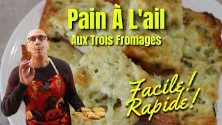 Pain à lail aux trois fromages  Un pain à lail facile et rapide [upl. by Hcurob]