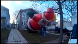 Huge Gigantic Giant Santa Claus set up for house christmas display time lapse [upl. by Ecyor]