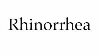 How to Pronounce Rhinorrhea [upl. by Tanny]