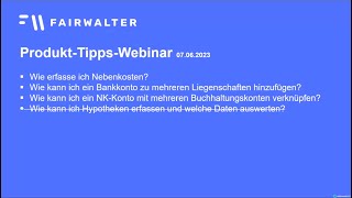 ProduktTippsWebinar 9 Nebenkostenabrechnung  so gehts [upl. by Aralc]