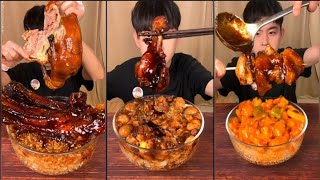 xiaowuasmr SPICY CHINESE FOOD BOILDUCKPIG RAIBS BRAISED CHINKEN LEG RICEBELLY EATING MUKBANG [upl. by Femi]