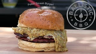 Polish Smash Burger Recipe  Kielbasa Burger [upl. by Delle806]