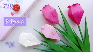 DIY 💗  Como hacer Tulipanes de papel  Flores  How to make a paper FLOWERS  Lindas y Fácil 🥰 [upl. by Ibbetson]