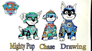 Mighty Pups CHASE Drawing  How to Draw Chase  Paw Patrol  AlbinoPen [upl. by Margarethe]