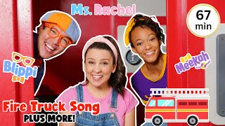 Blippi and Ms Rachel Fire Truck Song and Wheels on the Bus  Nursery Rhymes and Kids Songs [upl. by Ahsiek74]