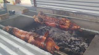 Roasted Pigs at Fada Chris in Seaford Town Jamaica [upl. by Attenwad761]