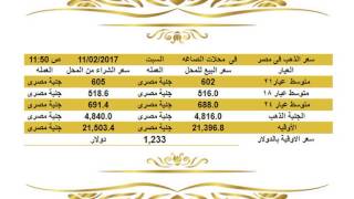 سعر الذهب اليوم في مصر السبت 11 2 2017 عيار 21 وعيار 18 وعيار 24 الساعة 12 ظهرا [upl. by Truelove]