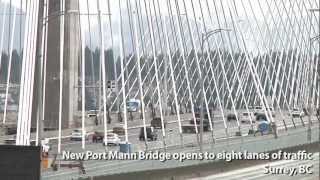 New Port Mann Bridge opens to eight lanes of traffic [upl. by Fayina501]