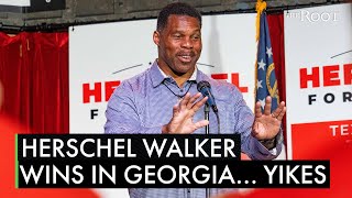 Yikes Herschel Walker Wins GOP Georgia Primary [upl. by Ahsal]