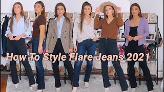 How To Style Flare Jeans  10 Outfit ideas  tips for styling  Melinda Brooke [upl. by Katzen]