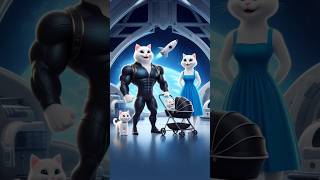 😽White Cat Astronaut Family🚀 cat cute kitten family aiart shorts funny [upl. by Assenar]