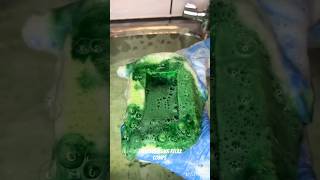 Green Soapy Sudsy Sponge Squeezing Asmr satisfying relaxing soapy cleantok asmr 💚💛✨🧽💦🌈 [upl. by Tichonn604]