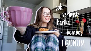 hiçbir şey ama hiçbir şey yapmadığım GÜN⚰️ evde tek başına VLOG🏠 [upl. by Carmella]