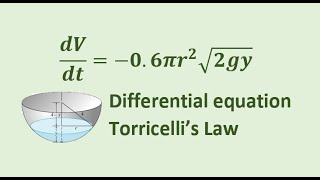 Differential Equations Torricellis Law example [upl. by Adnama]