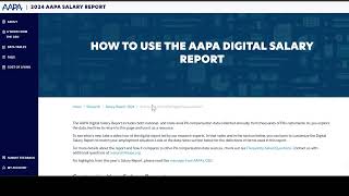 How to Use the 2024 AAPA Digital Salary Report [upl. by Ameehsat806]