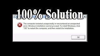The Computer Restarted Unexpectedly or Encountered an Unexpected Error 100 fix [upl. by Fergus784]