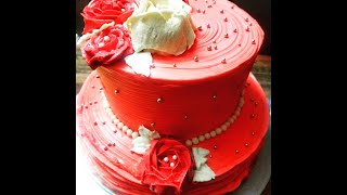 Red Rose Ruffle cake with whipping cream [upl. by Pet]