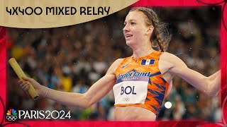 Femke Bol tracks down US team to win 4x400 mixed relay for Netherlands  Paris Olympics [upl. by Perla]