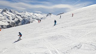 Skiing Blue RHODODENDRON amp PETIT COL into Tignes 2100 resort  Apr 2023 [upl. by Fia]