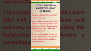 Vote of Thanks for Independence Day by Teachers in EnglishVote of Thanks Anchoring Script 15 August [upl. by Bocaj]