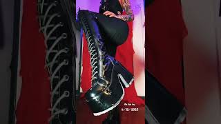 On This Day wearing my Demonia thigh high platform boots gothgirl goth boots shiny [upl. by Gnous]