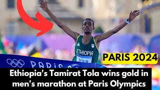 Tamirat Tola wins gold in mens marathon at Paris Olympics [upl. by Ennaerb]