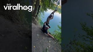 Rope Swing Fails Sends Wrong Person Into Lake  ViralHog [upl. by Eckart]