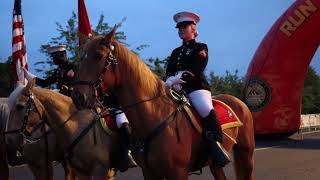 US Marine Corps Mounted Color Guard at Historic Half Marathon [upl. by Enieledam]