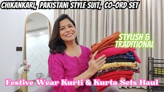 Festive Wear Kurti Kurta Pant Dupatta Coord Set Haul l Dream Simple [upl. by Dela]