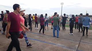 Phnom Penh lifestyle Dancing Exercise at Olympic stadium [upl. by Yrroc232]