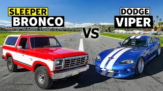 Twin Turbo Bronco vs Viper GTS Noprep Drag Race [upl. by Halihs]