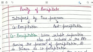 Purity of Precipitate  Coprecipitation  Postprecipitation  Gravimetry bpharmacynotes sem1 [upl. by Arbmat]