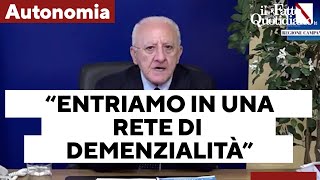 De Luca attacca lautonomia differenziata quotRete inestricabile di demenzialitàquot [upl. by Eillehs211]