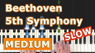 Beethoven Symphony 5  Piano Tutorial Easy SLOW  5th Symphony  No 5  How To Play Synthesia [upl. by Macario]